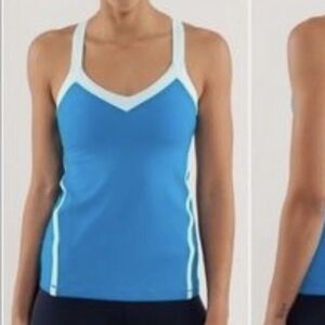 lululemon athletica Blue and White Tank Top